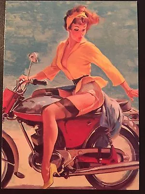 Elvgren PINUP Girl Card - Motorcycle Rider- Brown & Bigelow • $5.95