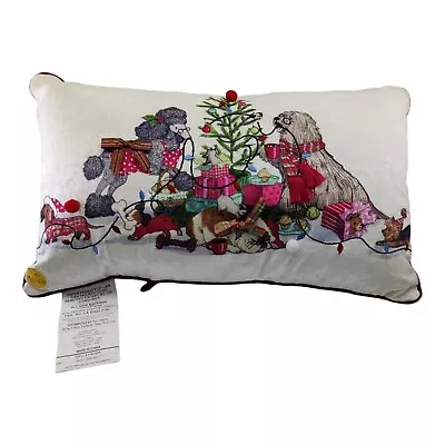 Pier 1 Lighted Christmas Tree Pillow Bulldog Poodle Cats Dachshund  Puppy • $35.18