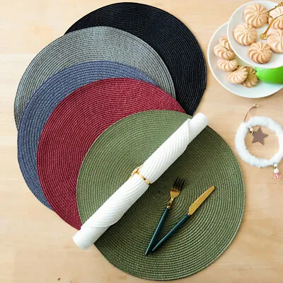$16.99 • Buy Round Braided Placemats Set Of 6  Table Mats For Dining Woven Washable Christmas