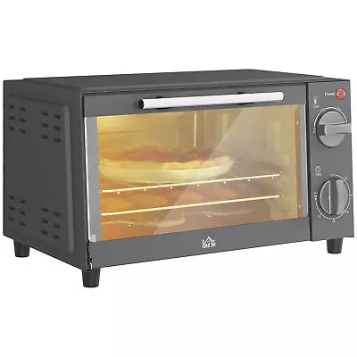 HOMCOM Mini Oven 9L Countertop Electric Grill W/ Temp Timer Control 750W Grey • £36.99