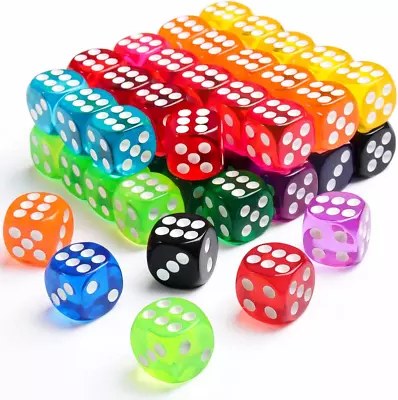 6 Sided Dice Set 50 Pieces Translucent Colors Dice Pack 14mm 50 Pieces Colored • $11.54