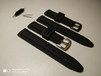 For U-BOAT/SPINNAKER Watch Rubber Silicone Strap Band Buckle 20 22 24 Mm Black • £19.50