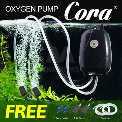 $18.95 • Buy Oxygen Pump Aqua Fish Tank Aquarium Pond Air Bubble Disk Stone Aerator 2 Outlets