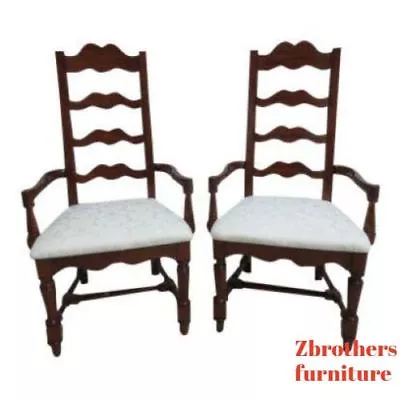 $584.10 • Buy Pair Pennsylvania House Cherry Ladderback Dining Room Desk Arm Chairs Set A