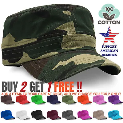 Men Cap Army Hat Cadet Castro Military Patrol Hats Baseball Caps Camo Adjustable • $8.95