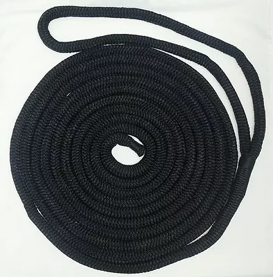 DOUBLE BRAID NYLON DOCK LINE - 3/4  X 30' BLACK • $42