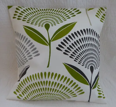 16 Inch Cushion Cover Lime Green Grey Cream Scandi Flower Handmade New 40cm • £7.29