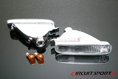 $69 • Buy Circuit Sports Clear Front Turn Signal Lights Set For 95-96 Nissan S14 Zenki JDM