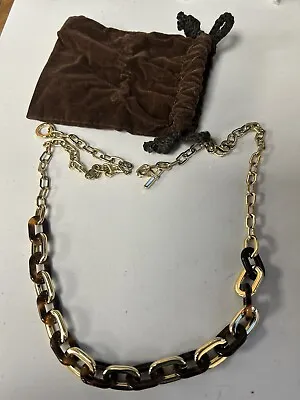 Vintage MICHAEL KORS Faux Tortoise Links Gold Tone Chain Necklace   • $20