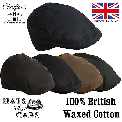 £13.99 • Buy Quality British Waxed Cotton Flat Cap Waterproof Blue Brown Water Repellent Hat