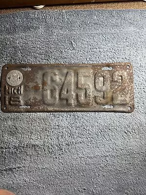 1918 Michigan License Plate -64592 • $19.99