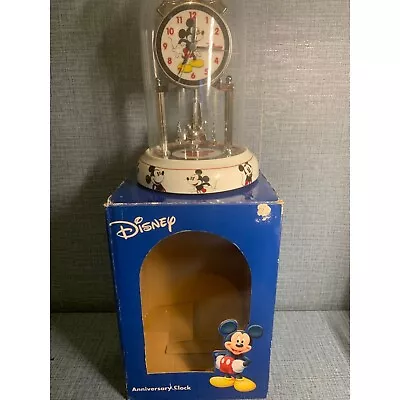 Vintage Disney Mickey Mouse Anniversary Glass Dome Clock • $29.52