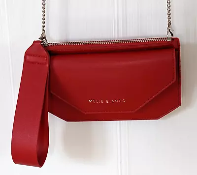 Melie Bianco Red Crossbody Wristlet Removable Shoulder Chain Vegan Leather Bag • $22