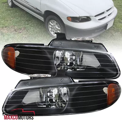 Black Headlights Fits 1996-2000 Dodge Grand Caravan Chrysler Town & Country Lamp • $62.49