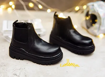 1/4MSD UncleSSDF BJD Doll Sports Leather Shoes Black Soft Thick Sole Open Side • $32.17