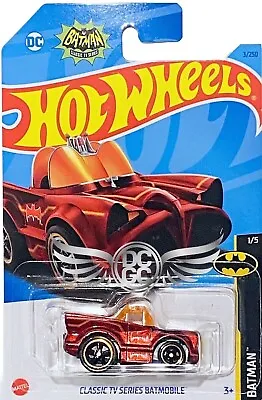 Hot Wheels Batmobile Tv Series Tooned Red Long Card Rare - Hard To Find • $7.95