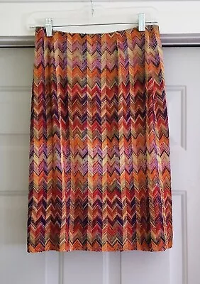 MIssoni Knee-Length Zigzag Skirt Autumnal Colors - Size 44 - Made In Italy • $49.50