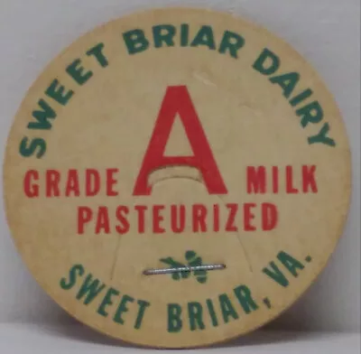 Very Scarce Milk Bottle Cap From Sweet Briar Dairy Sweet Briar Virginia • $11.01