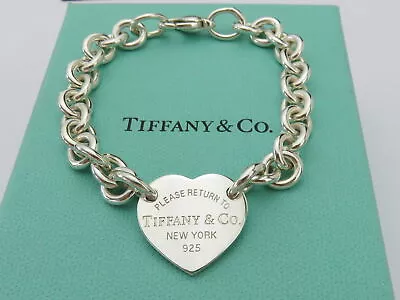 TIFFANY & CO Sterling Silver Return To Tiffany Heart Tag Bracelet • $450