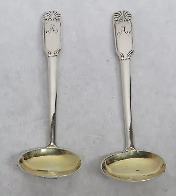 Pair 1817 Georgian Birmingham Sterling Silver Gw 3 7/8  Master Salt Spoons • $199
