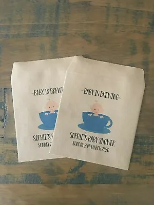 X10 Personalised Baby Shower Baby Is Brewing Favour Gift Envelopes Boy • £3.49