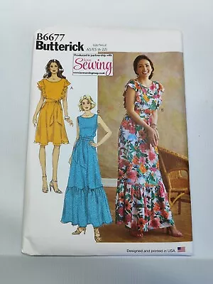 Butterick B6677 Sewing Pattern Summer Maxi Or Midi Dress Size 6-22 Uncut • £7.99