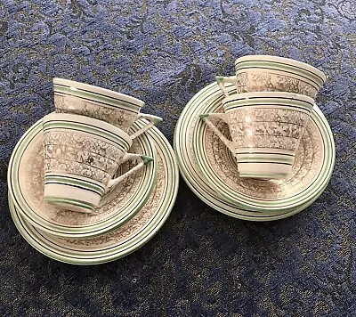 Art Deco TWO T.F & S. Ltd 1930  Phoenix  Golden Delta  Cups And Saucers. • £10.95