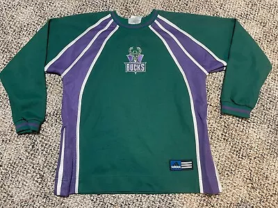 NBA Milwaukee Bucks 90s Throwback Adidas Purple Long Sleeve Shirt Youth L • $16.99