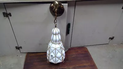 Mcm Murano Latticino Cage Hanging Ceiling Pendant Lamp/light Fixture Cracked Top • $29