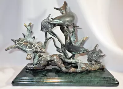 SPI San Pacific International Dolphin Seaworld Bronze Brass Sculpture On Marble • $49.99
