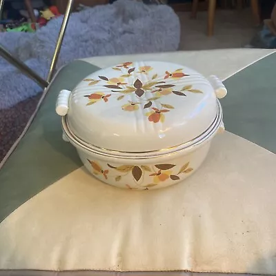 Jewel Tea Autumn Leaf Covered Casserole 8.5  Mary Dunbar Hall's Superior  W Lid! • $29