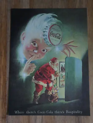 Vintage Coca Cola Santa Advertising Poster Sprite Boy 17.5  X 24  Hospitality • $19