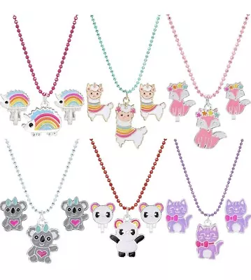 $24.99 • Buy 6 Sets Clip On Earrings Necklaces Set Jewelry Girls Kids Teens Christmas Gift