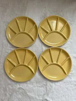 Vintage MCM Handmade Pottery Glazed Fondu Plates Set Of 4 • $22.50