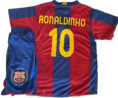 Barcelona Ronaldinho Messi Etc Soccer Jersey Free Shorts And Shipping Within US • $27