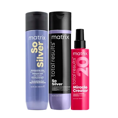 £47.99 • Buy Matrix Total Results So Silver Shampoo300ml Conditioner300ml MiracleCreator190ml