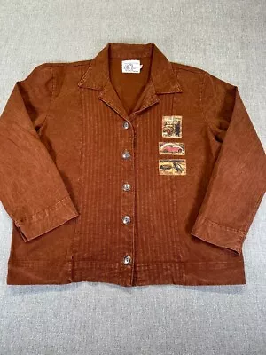 Y2K Michael Leu Shirt Womens Small TO WEAR Brown Long Sleeve Button Up Western • $34.44