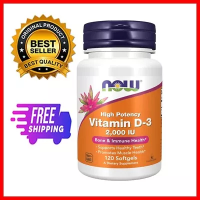 Now Supplements Vitamin D-3 2000 IU 120 Softgels • $7.99