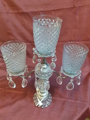 Crystal Candelabra With Prisms Vintage Awsome Piece • $59