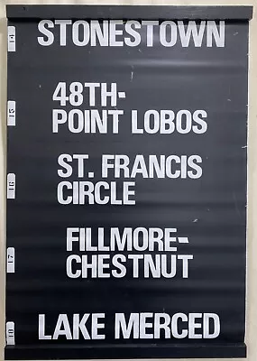 San Francisco 1970’s Vintage SF Muni Railway Bus Destination Roll Sign Section • $95