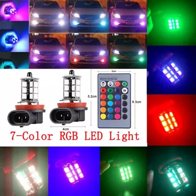 7Color RGB H11/H8/H9 LED Bulbs W/ Wireless IR Remote For Fog Light Driving Lamp • $18.99