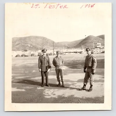 1964 Vietnam War  Army GIs Lt Lester & Officers At Camp Vintage Photo • $9