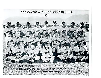 1958 Vancouver Mounties  Baseball 8x10 Team Photo Canada  • $5.95