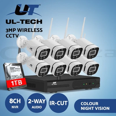 $499.95 • Buy UL-tech 3MP Wireless CCTV 8CH NVR WiFi IP Security Camera System Outdoor 1TB