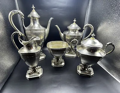 Weinranck & Schmidt German Antique 800 Silver Dolphins 5 Piece Tea Set 3347g • $4500