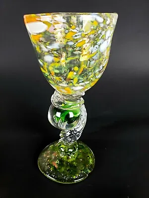 Hand Blown Venetian Heath Conner Studio Glass Goblet Chalice Stemware Signed  • $27