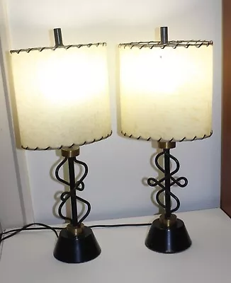 1940s Or 50s MCM Table Lamps By Majestic Original Shades. Brass.  Lot Of Two • $99.99