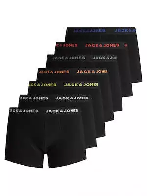 Jack & Jones Jacbasic 7 Pack Cotton Stretch Boxer Shorts / Trunks  - Black • £39.49