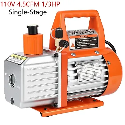 4.5CFM 1/3HP Rotary Vane Vacuum Pump HVAC AC Air Tool Single-Stage W/ Oil Bottle • $66.99