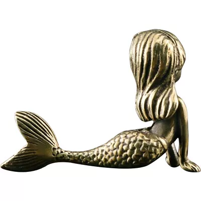 Brass Mermaid Figurine Brass Mermaid Ornament Home Tea Table Mermaid Decoration • £8.96
